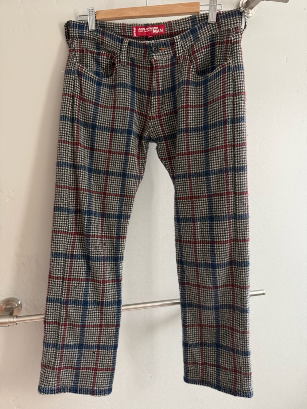 Junya Watanabe Comme des Garçons MAN Plaid Wool Trousers - Red/Blue/Black